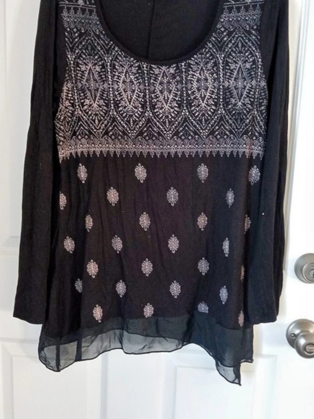 B.L.E.U. Women's Geometric Tunic Black Size Medium